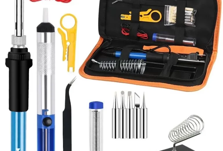 Professional soldering handy kit with orange carrying storage bag